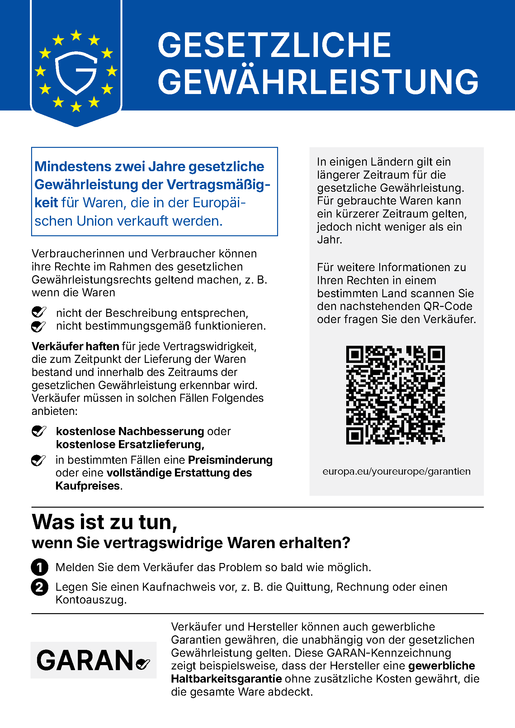 EU-Gewährleistungslabel Deutschland